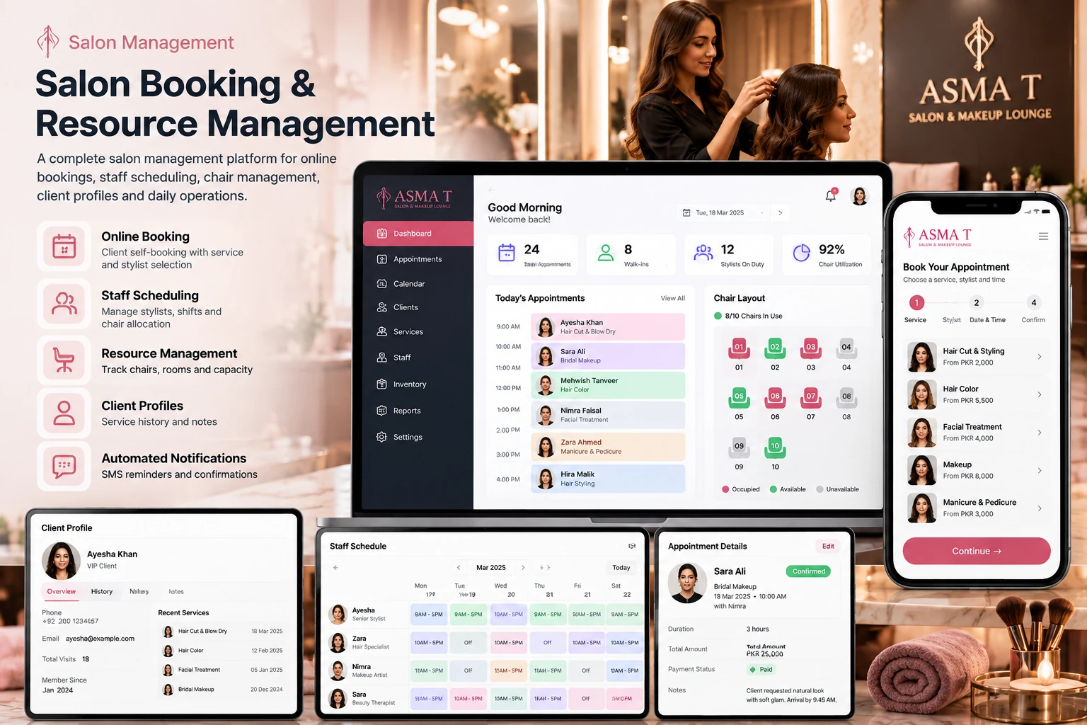 Salon Booking & Resource Management System — Beauty & Wellness case study
